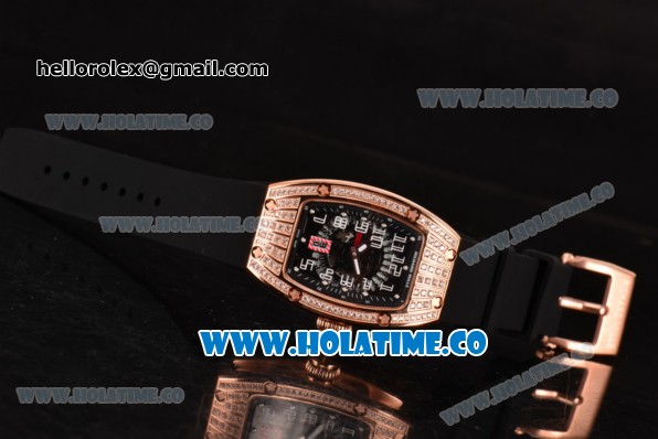 Richard Mille RM 007 Miyota 9015 Automatic Diamonds/Rose Gold Case with Skeleton Dial and White Arabic Numeal Markers (K) - Click Image to Close